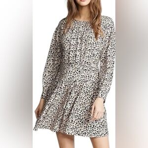 Rebecca Taylor NWOT Silk Animal Print Longsleeve A-line Crewneck Mini Dress - 0